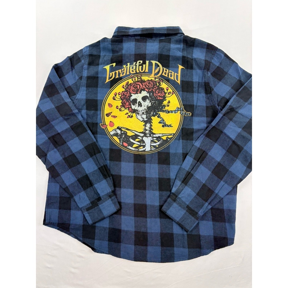 Grateful Dead Button Up Plaid Flannel Blue Medium 2022 - Picture 3 of 15